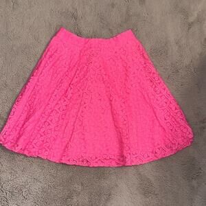 Lilly Pulitzer Hot Pink Floral Lace Lined Cotton/Nylon Skirt Size 2